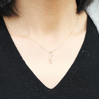 ネックレス K18YG イエローゴールド ダイヤモンド 0.2ct リボン 【f132-k18yg】
