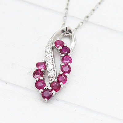 ネックレス プラチナ PT900 ルビー ダイヤモンド 0.05ct【f134-rd-pt】