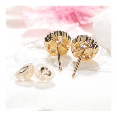 ピアス K18YG イエローゴールド ダイヤモンド 0.7ct  フラワー【f217-k18yg】