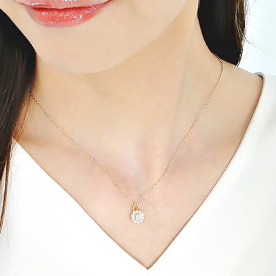 ネックレス K18YG イエローゴールド ダイヤモンド 0.35ct  花 f218-k18yg 