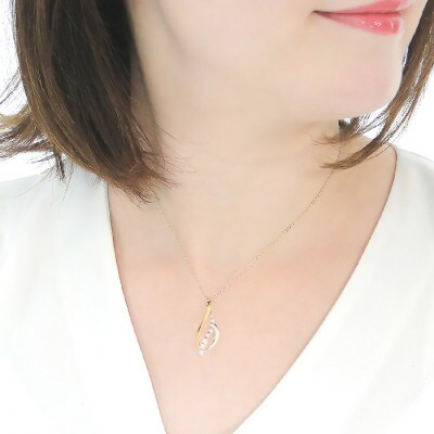 ネックレス PT900 K18YG コンビ ダイヤモンド 0.33ct リーフ【f263-ygpt】