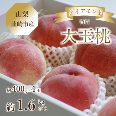 《韮崎市産》 Inakakara特選 桃の詰め合わせ セレブダイヤモンド桃 大玉桃 約400g×4玉