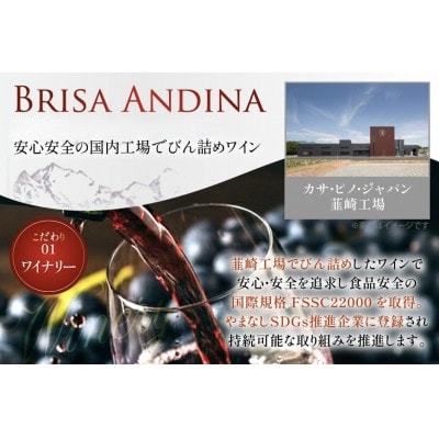 ワイン 赤 ブリサ・アンディーナ メルロー 　500ml 12本セット