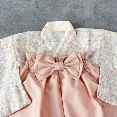 ベビー袴 60-70 SIZE チューリップ×ピンクの袴