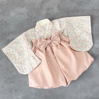 ベビー袴 80 SIZE チューリップ×ピンクの袴