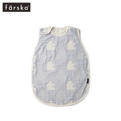 farska ファルスカ 6重ガーゼ スリーパー キッズ モリノクマ-スカイグレー