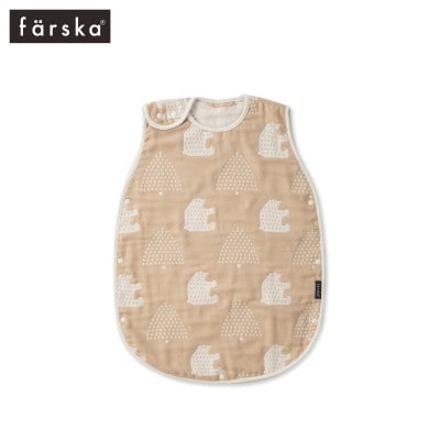 farska ファルスカ 6重ガーゼ スリーパー キッズ モリノクマ-ティーブラウン
