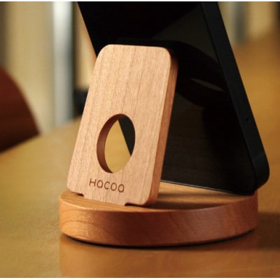 【Hacoa】汎用性高い木製スマートフォンスタンド　チェリー
