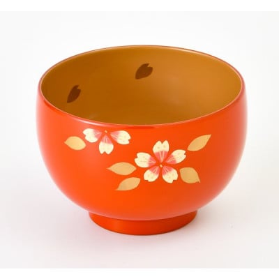 越前漆器　カラフルでおしゃれ『桜カラー汁椀 1客』 洗朱