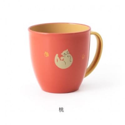 【越前漆器】カラフルでかわいい『マグカップねこ』 桃