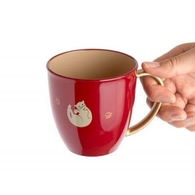 【越前漆器】カラフルでかわいい『マグカップねこ』 桃