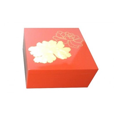 かわいい越前漆器『小箱 金箔牡丹 1個』 朱