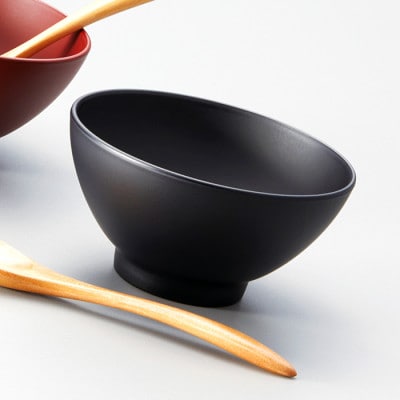 越前塗 こぶり椀ペア スプーンセット 吟朱・黒 φ10.4×5.4cm 食洗機・レンジ対応
