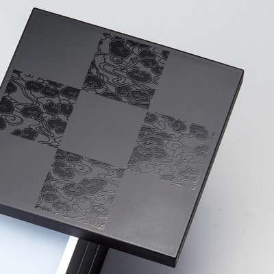 越前塗 彩雲市松 50三段重 黒 15×15×15.7cm シール蓋付