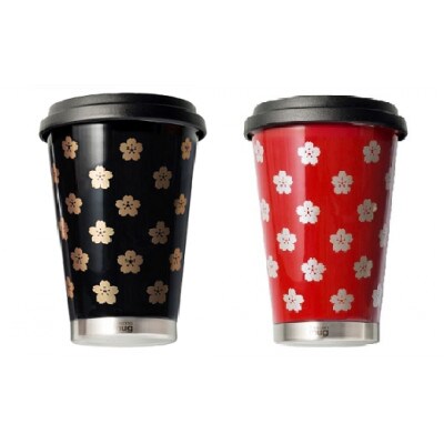 thermo mug×越前漆器『うるしモバイルタンブラー さくら』黒色