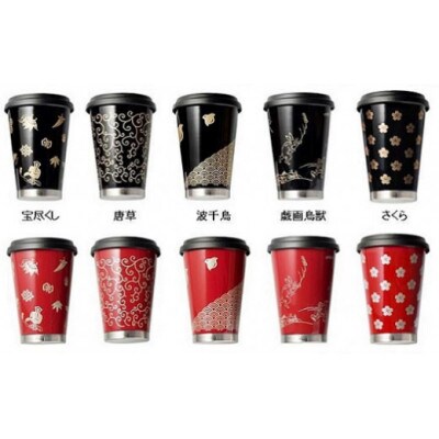 thermo mug×越前漆器『うるしモバイルタンブラー さくら』黒色