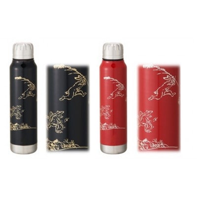 thermo mug×越前漆器『うるしアンブレラボトル 鳥獣戯画』(黒)