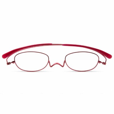 鯖江製・高級薄型めがね 度数:+3.00【ペーパーグラス】Nスタ・オーバル　レッド