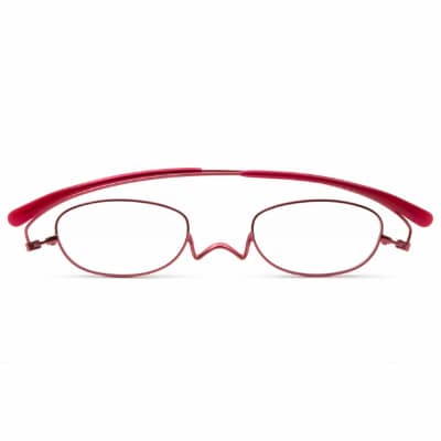 鯖江製・高級薄型めがね 度数:+4.00【ペーパーグラス】Nスタ・オーバル　レッド