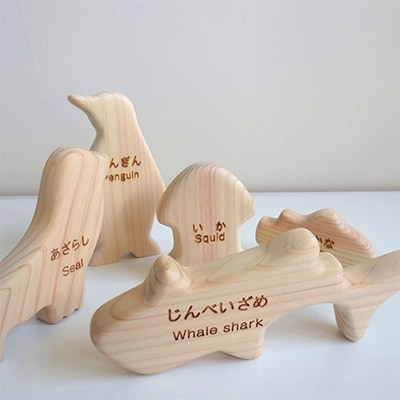 おふろであそぼう～うみのともだち(ペンギンたち)～　福井県産ひのきの木のおもちゃ　