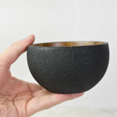 ざらざら越前漆器 丸椀 炭黒色 1個 くろめ工房