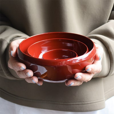 越前漆器　鉄鉢(てっぱち)入り子鉢3点セット