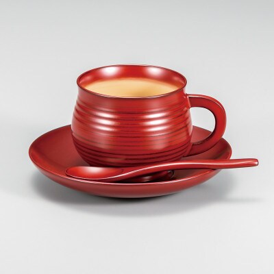 越前漆器　古代朱 コーヒーカップ (スプーン付)