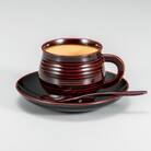 越前漆器　溜内ぼかし コーヒーカップ (スプーン付)