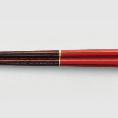 越前漆器　朱 塗分金線八角箸