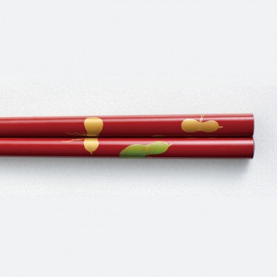 越前漆器　朱　瓢箪蒔絵 箸(桐箱入)