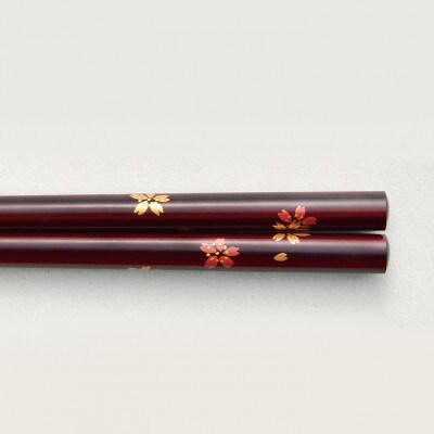 越前漆器　溜　桜蒔絵 塗箸(桐箱入)