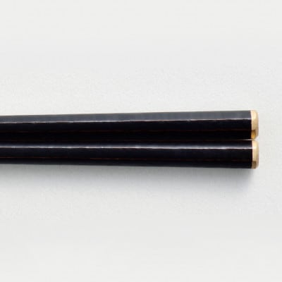 越前漆器　朱・黒　塗分金線八角箸 木×漆 夫婦箱　ペア