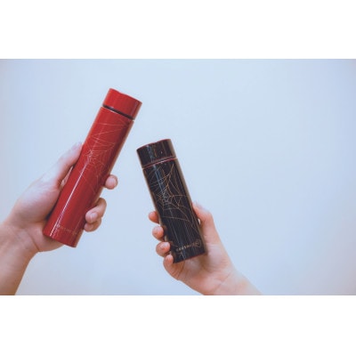 本漆だけの特別な質感のステンレスボトル【URUSHIPOKETLE180ml 無地 朱色 】