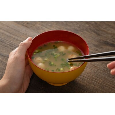 【贈り物にも人気】越前漆器 漆琳堂の内塗り椀 黄×赤