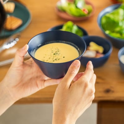 【食洗機対応 カラフルな越前漆器】 RIN&CO.　深S(深皿)/I-03・ネイビー