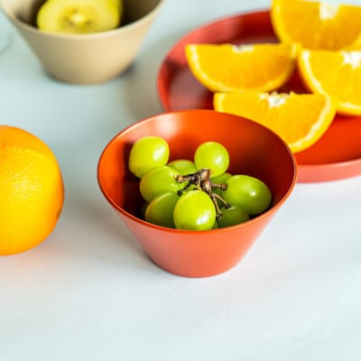 【食洗機対応 カラフルな越前漆器】 RIN&CO.　深S(深皿)/R-03・レッドオレンジ