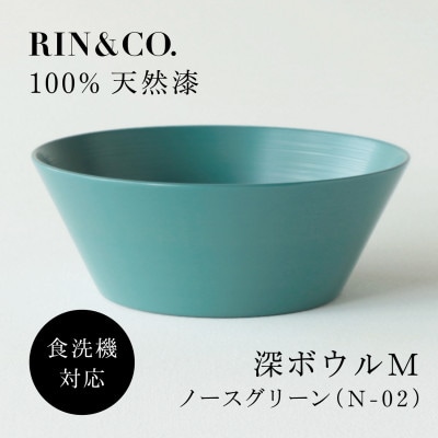 【食洗機対応 カラフルな越前漆器】 RIN&CO.　深皿M / N-02・ノースグリーン