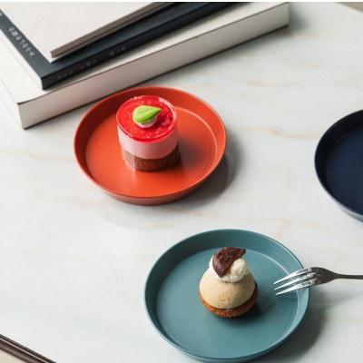 【食洗機対応 カラフルな越前漆器】 RIN&CO.　平皿S / R-03・レッドオレンジ