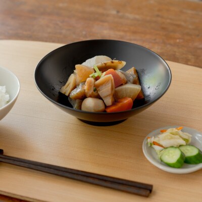 【大本山永平寺御用達 漆琳堂】<越前漆器>　食洗機対応の漆塗り椀　上弦鉢・黒