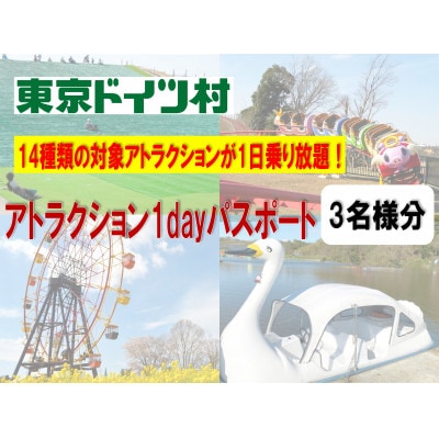 東京ドイツ村　アトラクション1dayパスポート　3名様分