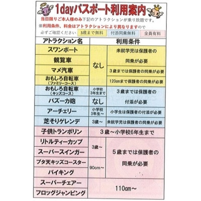 東京ドイツ村　アトラクション1dayパスポート　3名様分