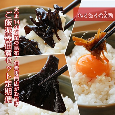 【毎月定期便】大正14年創業の昆布・佃煮専門店がお届け ご飯泥棒つくだ煮セット定期便 全3回