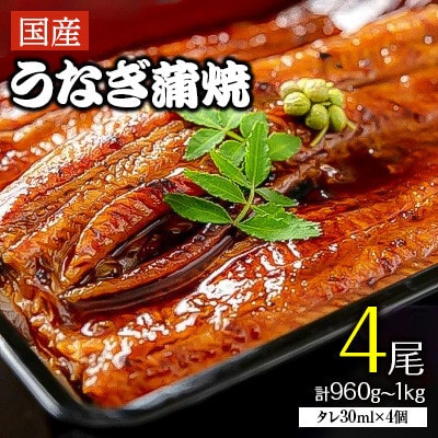 【2025年7月12日より順次発送】土用の丑の日「国産うなぎ蒲焼」4尾(960g～1kg)
