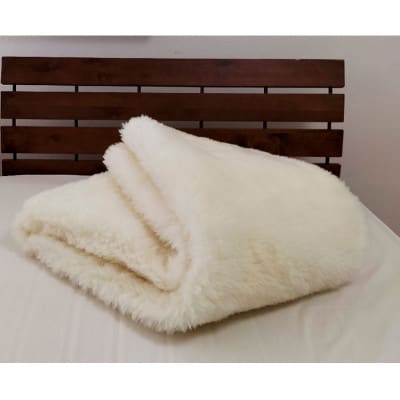 【キングサイズ】洗えるふわふわウールファー敷毛布　180×205cm　アイボリー　WH-360