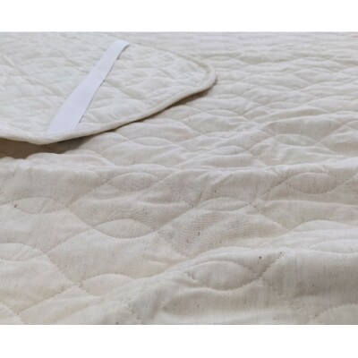 【ダブル】リネンコットンガーゼ敷パッド　140×205cm　アイボリー　PK-1508D