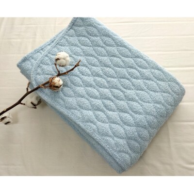 【シングル】さらさらコットンロングパイル敷パッド 100×205cm　ブルー PF-1S-BL