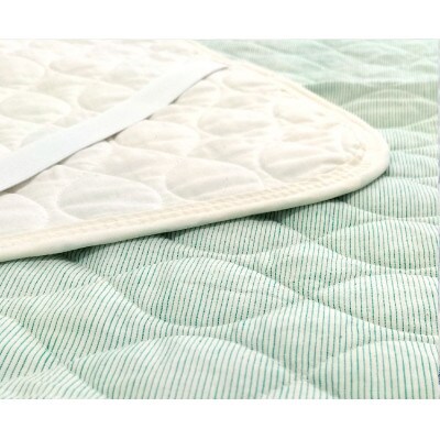 【シングル】オーガニックコットン先染ガーゼ敷パッド　100×205cm　グリーン　SOG-1S-GR