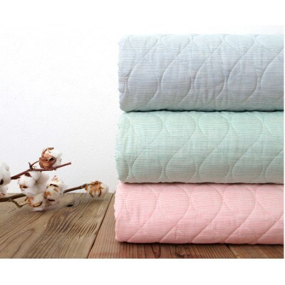 【シングル】オーガニックコットン先染ガーゼ敷パッド　100×205cm　グリーン　SOG-1S-GR