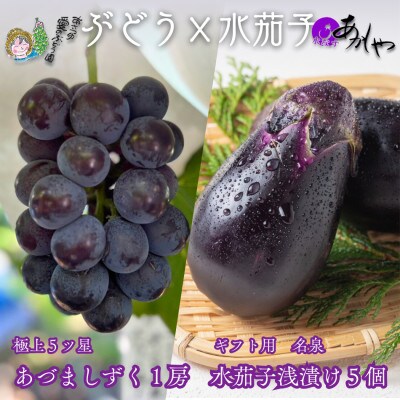 贈り物に 夏一番ぶどう極上あづましずく1房と極上泉州水なすぬか漬け5個 計2.5kg