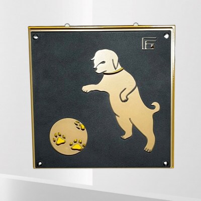 アイアンアートウォールデコ　和風犬　光源なし　黄色